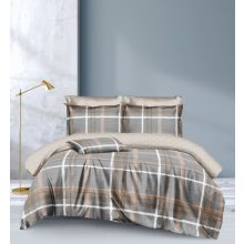 Elena 7 részes barna kockás ágyneműhuzat garnitúra