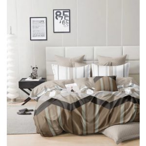   Csoboka ágyneműhuzat pamut 6 részes nagy paplanos bézs csíkos