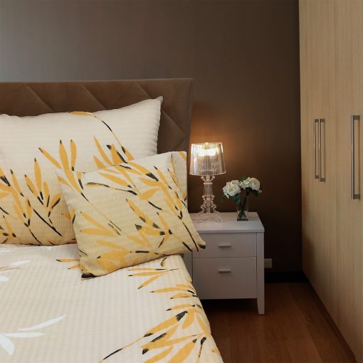 Lukrécia 3 részes krepp ágyneműhuzat 100% pamut Sárga Bézs