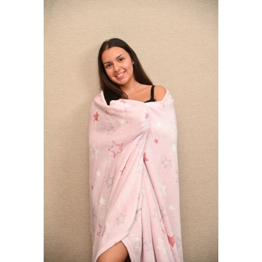 Mioara rózsaszín takaró plüss pléd csillagos