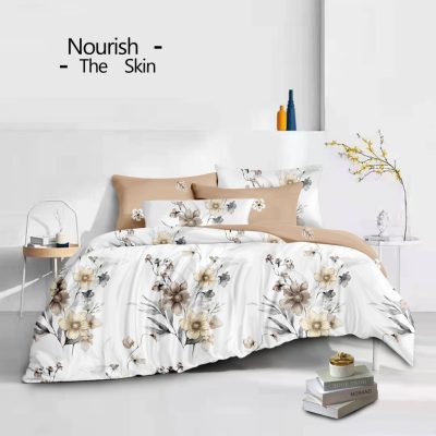   Diké virágmintás fehér bézs ágyneműhuzat garnitúra 3 részes