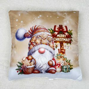   Karácsonyi díszpárna – Mézeskalács manó ajándékokkal 40×40 cm