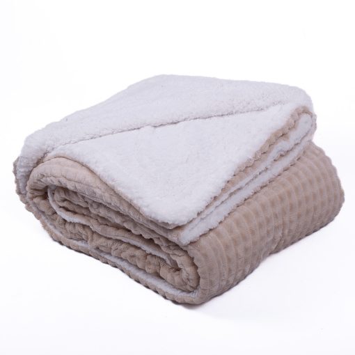 Eleni Bézs krém bárányos Ágytakaró pléd vastag