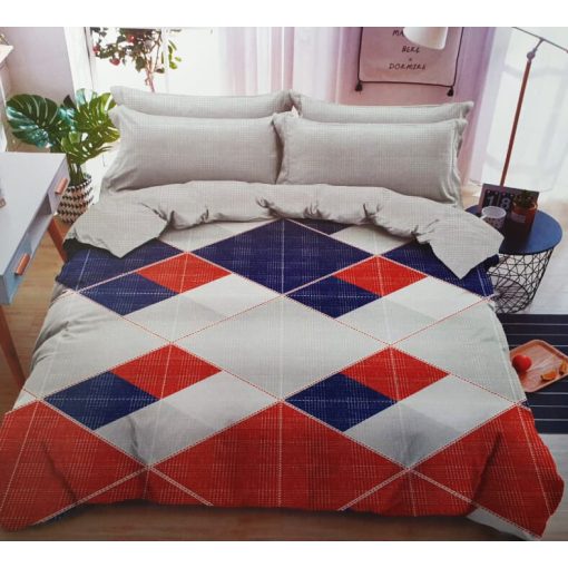 Evelyn 200 x 220 cm pamut ágyneműhuzat 6 részes kék-piros