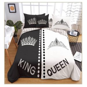   Hérics Mr. Mrs. fekete-krém 140x200 cm ágyneműhuzat garnitúra 3 részes 