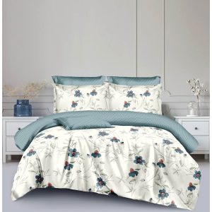 Kalvin Virágos Ágyneműhuzat 7 részes Fehér-Kék
