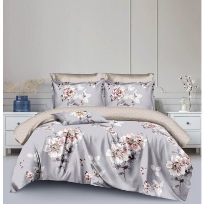   Lilly barna virág mintás ágyneműhuzat garnitúra 7 részes