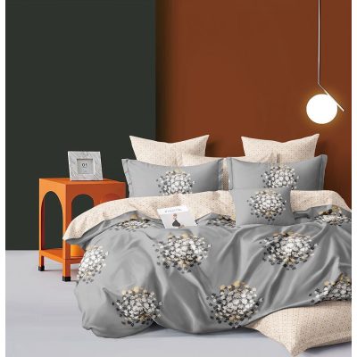   Manuela 6 részes Ágyneműhuzat nagy paplanos virágos Szürke