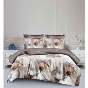   Éjkék harmónia mikroplüss ágyneműhuzat garnitúra bézs