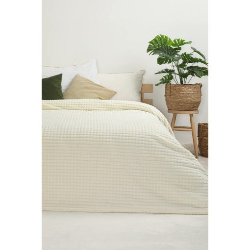 Cheryl egyszínű ágytakaró pléd 200 x 220 cm fehér krém