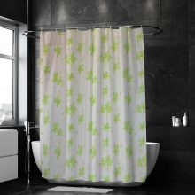 Omega zuhanyfüggöny zöld négylevelű lóhere mintával 180 x 180 cm