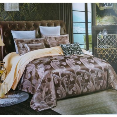   Szamanta Szatén Ágyneműhuzat Garnitúra 6 részes nagy paplanos barna