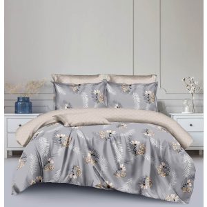   Virágos Pamut Ágyneműhuzat garnitúra szürke bézs 7 részes